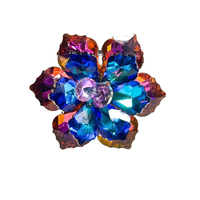 Purple and Blue Glass Flower Ring