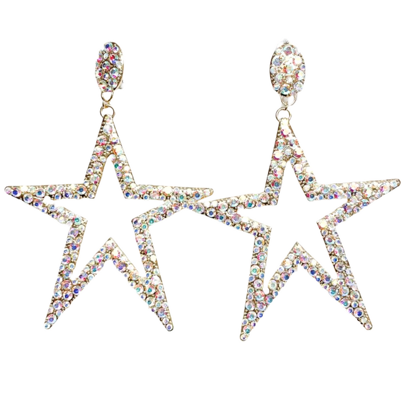 A/B Crystal Star Clip on Earrings