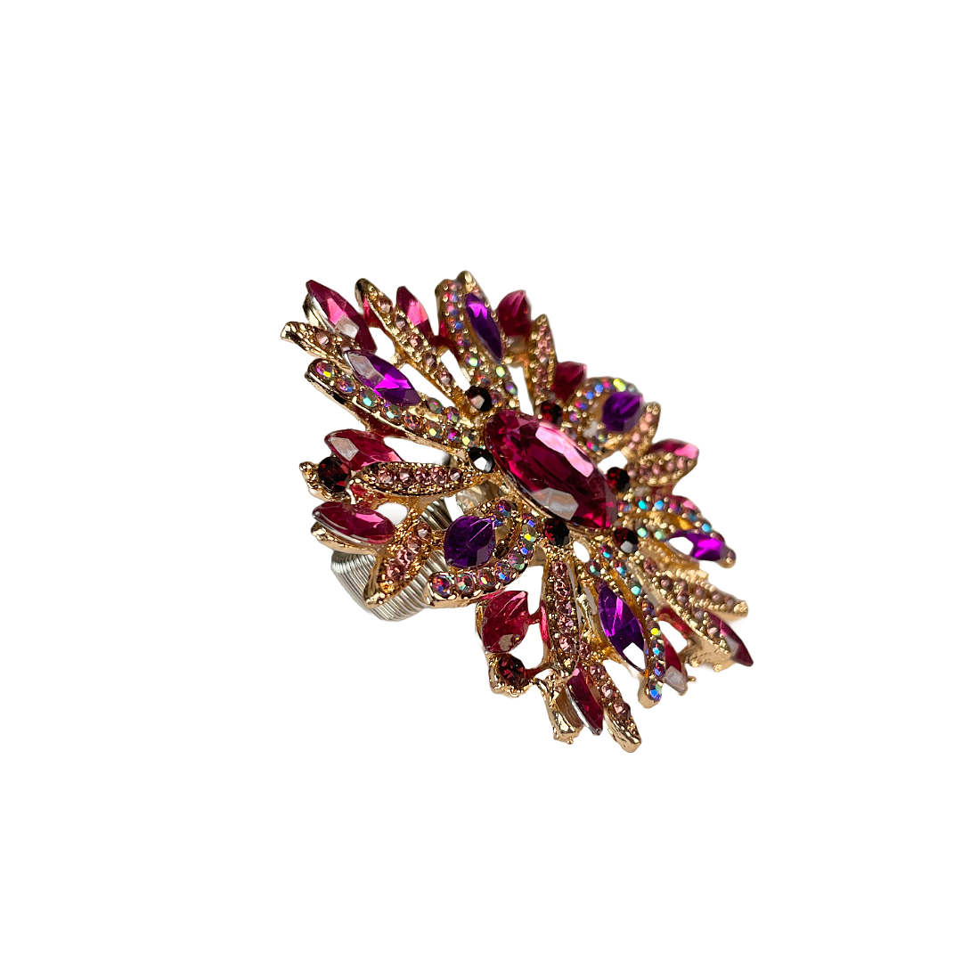 Pink and Purple Crystal Ring