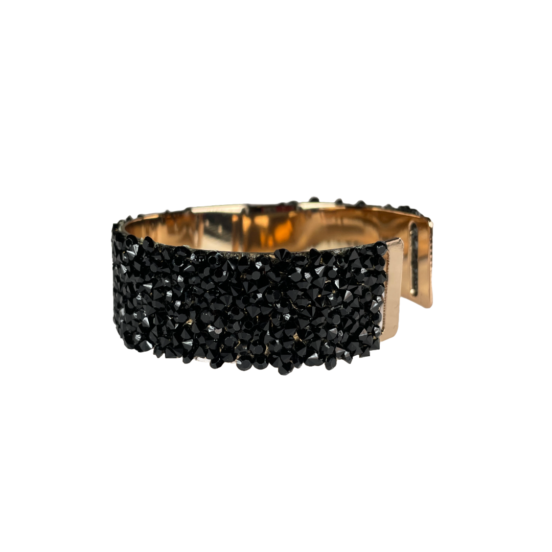 Black Rhinestones and gold Bracelet