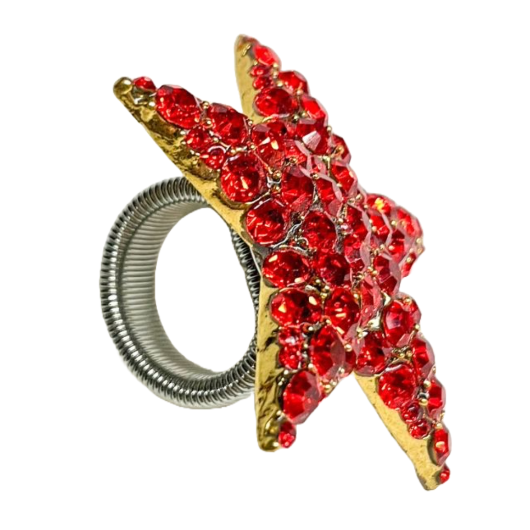 Red Crystal Star Ring