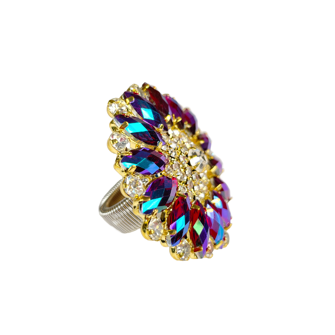 Blue and Purple A/B Crystal Ring