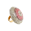 Pink and Crystal Round Ring